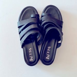 Korks Black cows leather sandals 8M womens